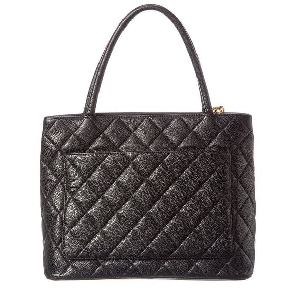 Chanel Black Quilted Caviar Leather Medallion Tote (Authentic Pre-Owned) - Picture 2 of 5